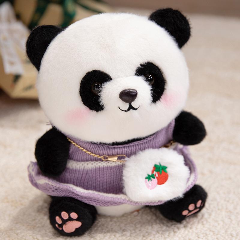 Cute Cute Dressed Panda Doll Plush Toy Black And White Panda Doll Children Accompany Soothing Doll