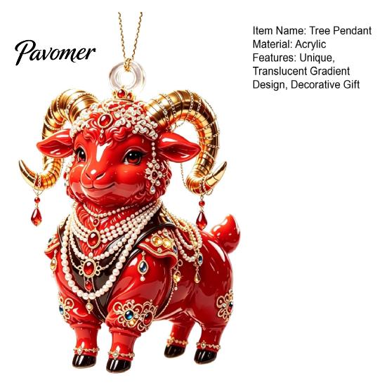 Acrylic Pendant for Christmas 2027 New Year Sheep Ornament, 2D Tree Hanging Decor with String, Chinese Zodiac Goat Decor, Holiday Gift Seasonal Party