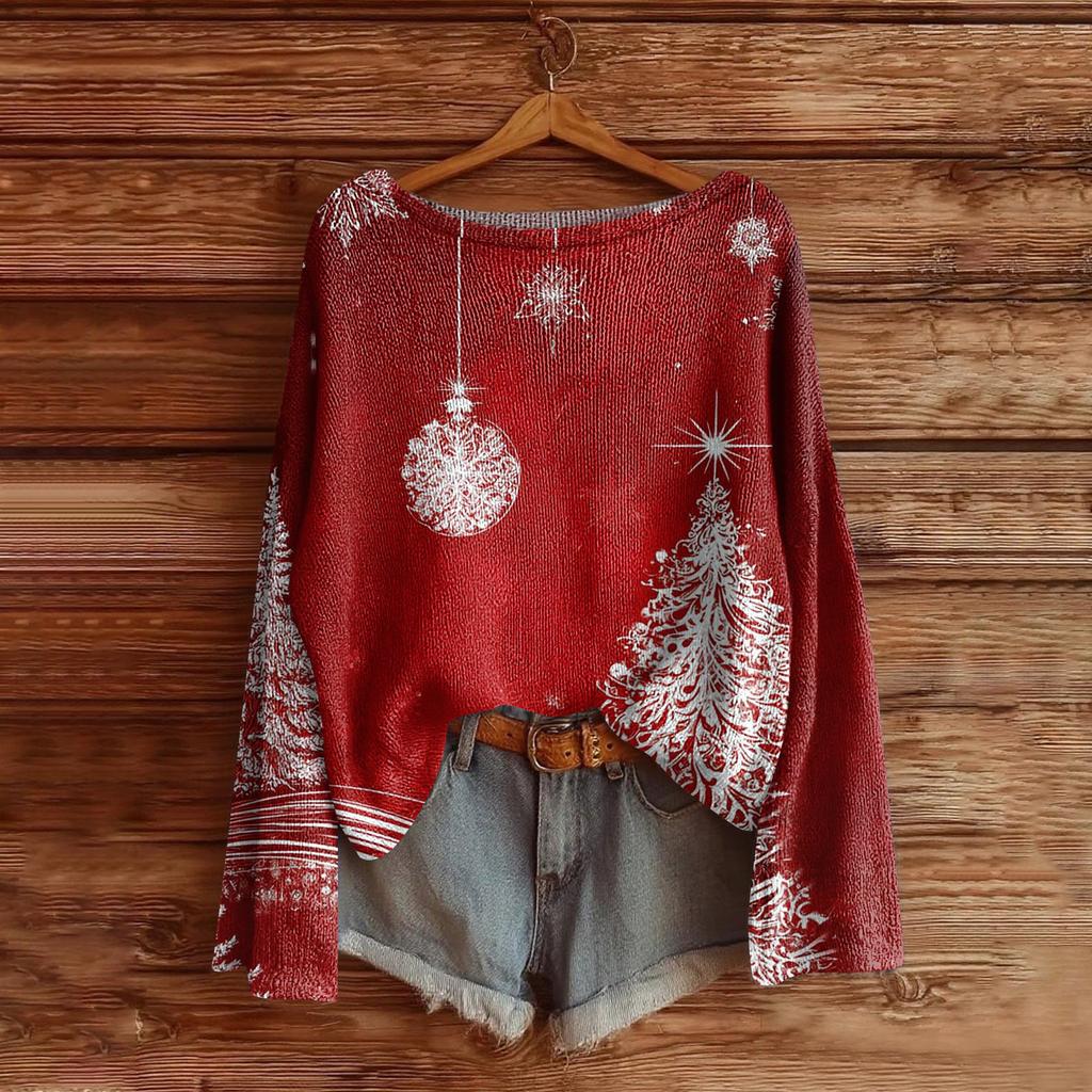 Women's Fashion Long Sleeve Christmas Snowman Snowflake Print Jacket Cardigan