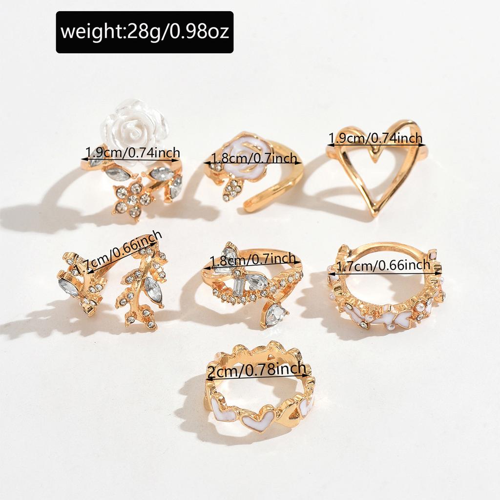 European and American fashion camellia flower ring set niche light luxury high-end sense diamond-encrusted love butterfly ring woman