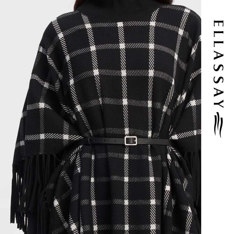 ELLASSAY Women's Plaid Wool Knit Sweater