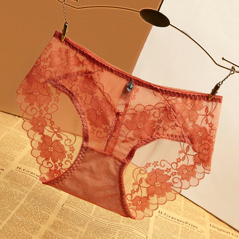 Spitze Unterwäsche mit mittlerer niedriger Leibhöhe Nahtlose und sexy Spitzenunterwäsche für Damen Nahtlose Spitzenunterwäsche