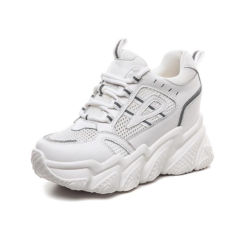 Inner heightening dad shoes summer new breathable ins trendy shoes platform running sneakers casual 34 белый