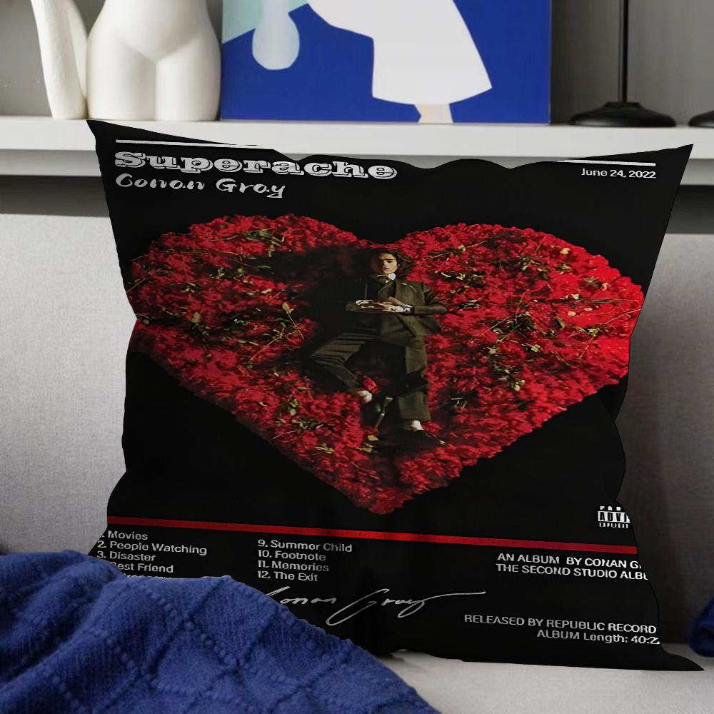 Pop Singer Conan Grays World Tour Decorative Room Aesthetics Pillow Case Home Decor Bedroom Sofa Bed Couch Pillow Cover 45x45