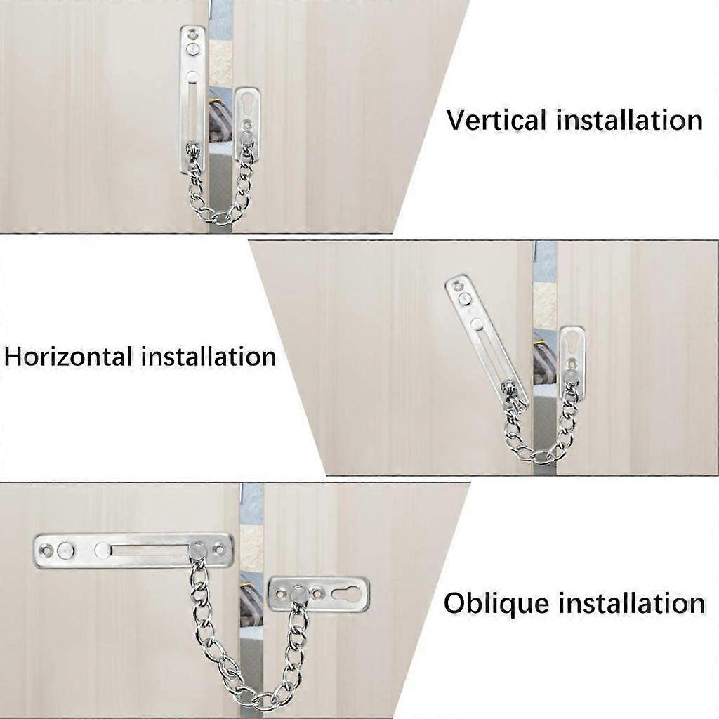 Stainless Steel Door Security Chain: Brushed, Anti-scratch, with Screws, Home/hotel