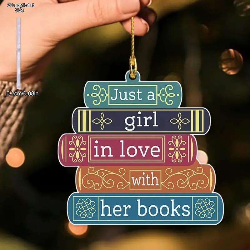 2D Acrylic 'Just A Girl in Love with Her Books', Automotive Interior Decoration, Party Living Room Bookshelf Entryway Home