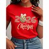Women Cotton Short Sleeves T-shirts Happy New Year Disco Ball Women's Tee Festive Graphic Casual Celebration Top