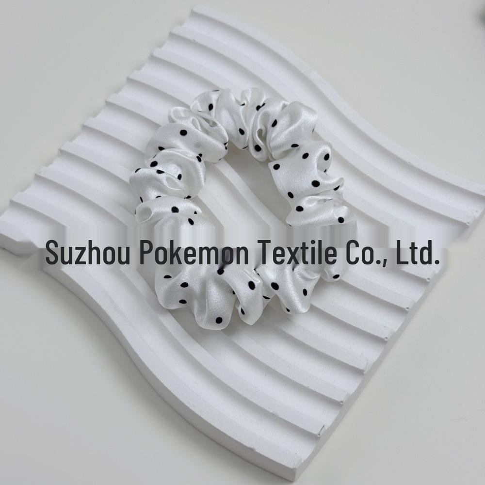 Korean Style Polka Dot Silk Scrunchie - 100% Mulberry Silk, Available in Large, Medium, Small Sizes (19 Momme)