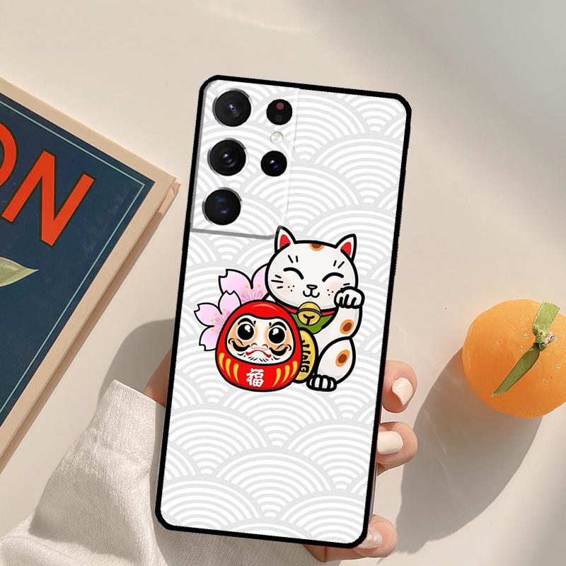 Japanese Lucky Cat Phone Case For Samsung Galaxy S23 S26 Ultra S20 S21 S22 S24 S25 S10 Plus S25 FE Back Cover