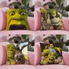 Cartoon S-Shreks Cute Funny Cushion Cover Silky Short Plush With Invisible Zipper Dustproof Sofa Pillow Cover For Home Decor