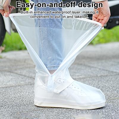 Yousheng 1 Pair Rainproof Boot Covers PVC Fabric Anti-Slip Design Waterproof Shoe Covers Non-Slip Rubber Sole Reflective Sole Shoe Covers