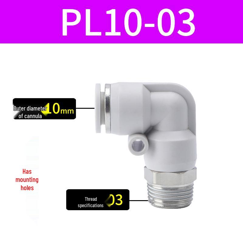 Premium White Male Thread Elbow PL8-02 Pneumatic Connector, 4-M5/6-01/10-03/12-04 Air Tube