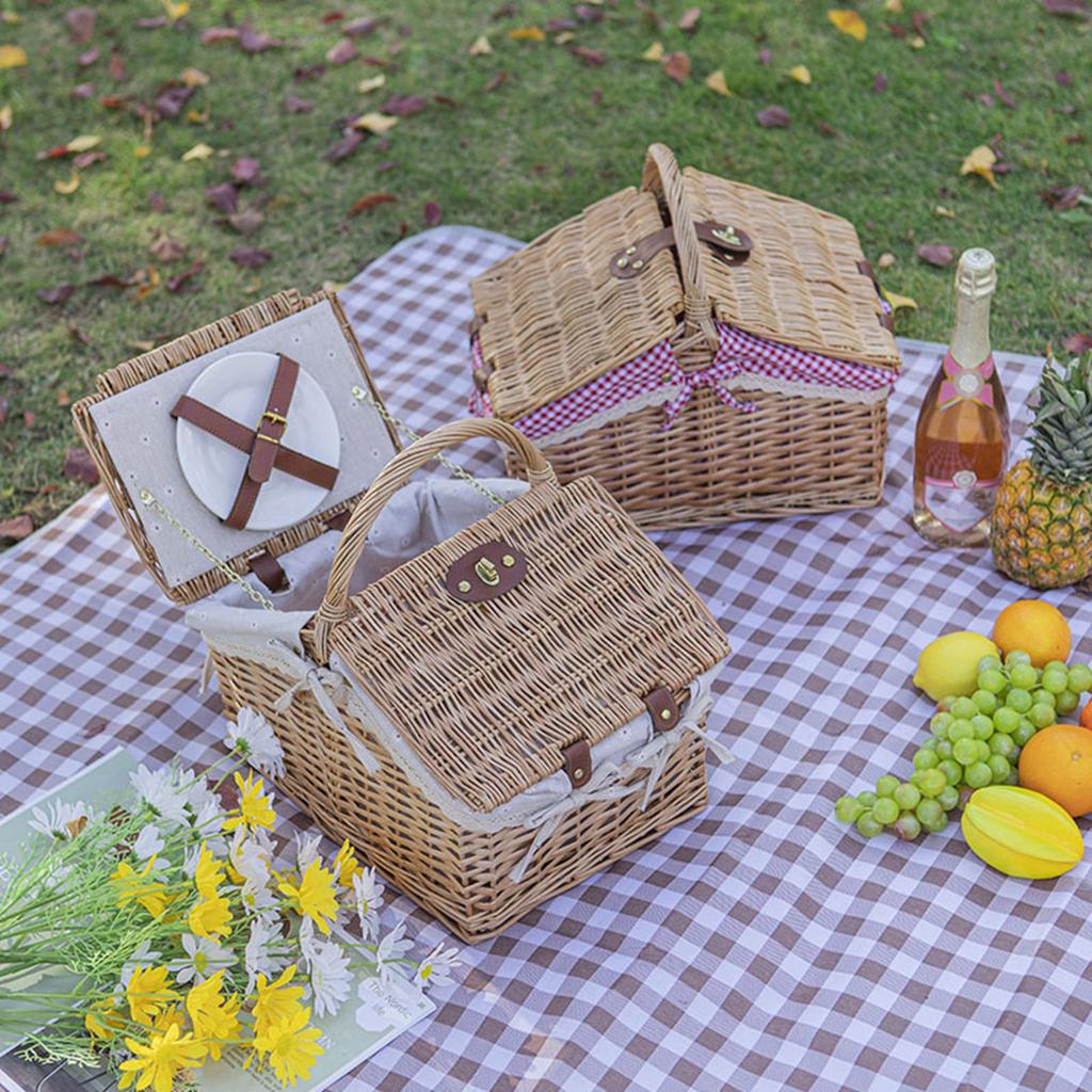 Cesto Tradizionale per Picnic Cesto portaoggetti in Vimini Fatto a Mano Cesto da Viaggio Campeggio Essenziale per Picnic Familiari