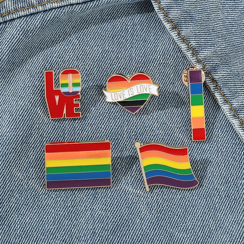 LGBT Rainbow Flag Pins Creative Heart Yeh Finger Enamel Pin Clothes Bag Lapel Gay Lesbian Pride Icon Badge Brooch Unisex