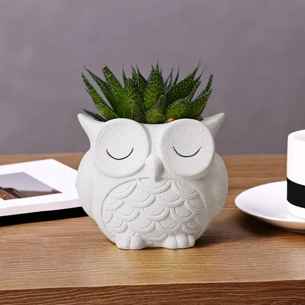 Ceramics Succulent Pot Cute Green Onion Pots Home Decor Owl Planter Patio