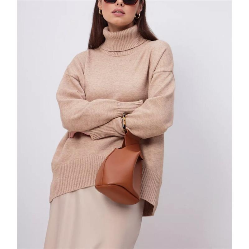 

Thickened knitted sweater autumn and winter loose turtleneck sweater loose large version S