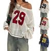 Women's Fashion Casual Street Trend Digital Printing V-Neck Long Sleeve Knit Top