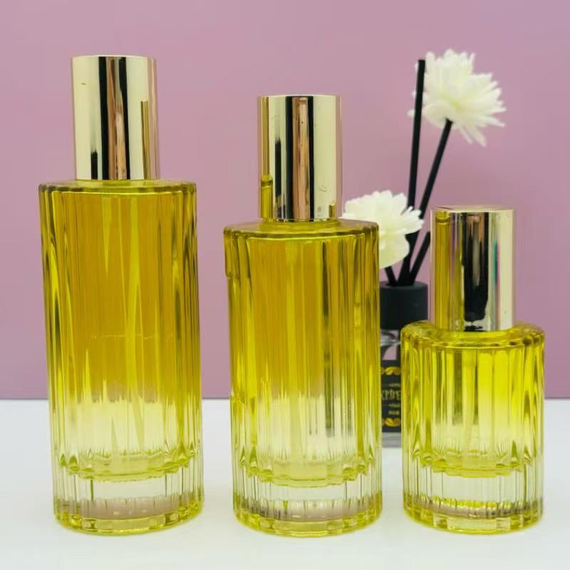 Premium Glass Bottle Set: 30g/50g Cream Jar, 30ml Lotion Pineapple Bottle, 100ml/120ml Toner Essence Bottle.