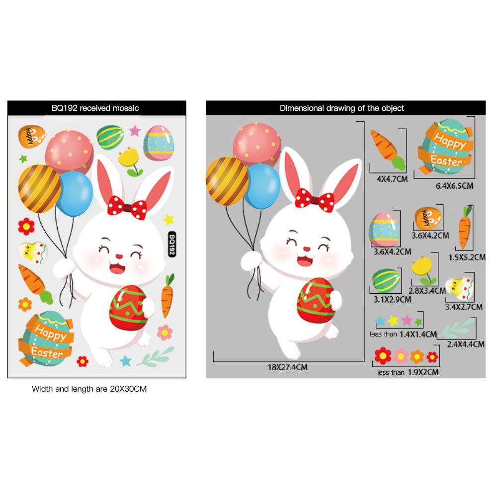Happy Easter Window Stickers Rabbit Easter Eggs Carrot Glass Sticker Easter Party Wall Sticker Easter Decorations For Home