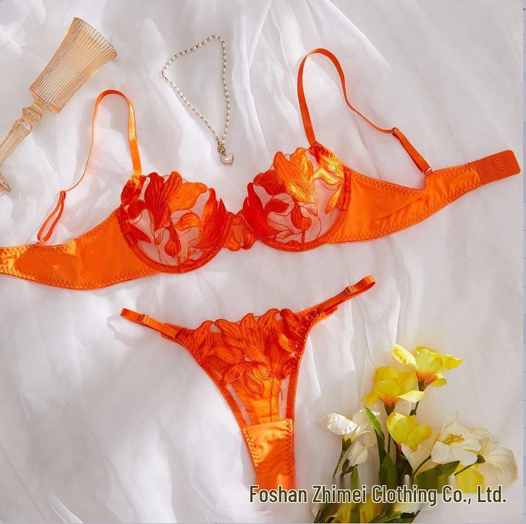 3D Embroidery Tulle Ultra-Thin Bra Set: Pure Desire Sexy Lingerie for Women