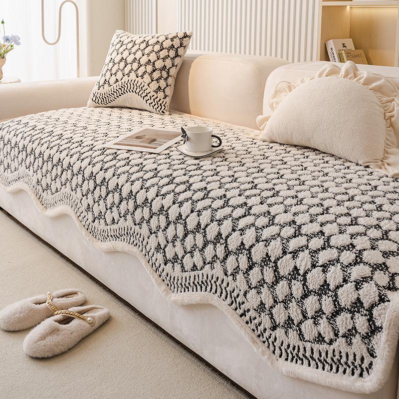 Modern Minimalist Single-sided Velvet Sofa Cover  New Four Seasons Universal Anti Slip Dustproof Irregular Shaped Sofa Mat