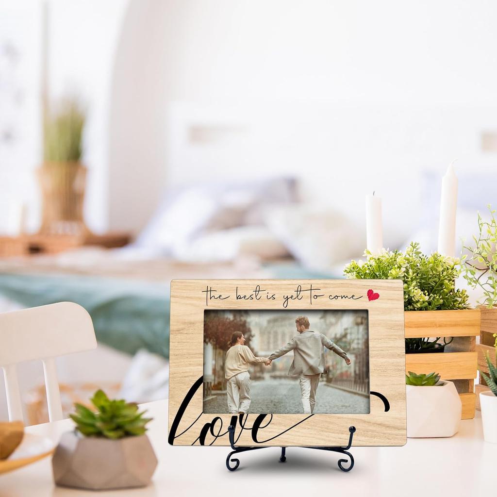 Best Is Yet To Come Love Picture Frame, 4X6 Wooden Photo Frame With Iron Stand, Wedding & Engagement Gifts