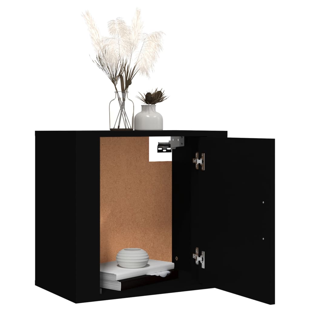 Wall Mounted Nightstands Set of 2 Black 50 X 30 X 47 Cm