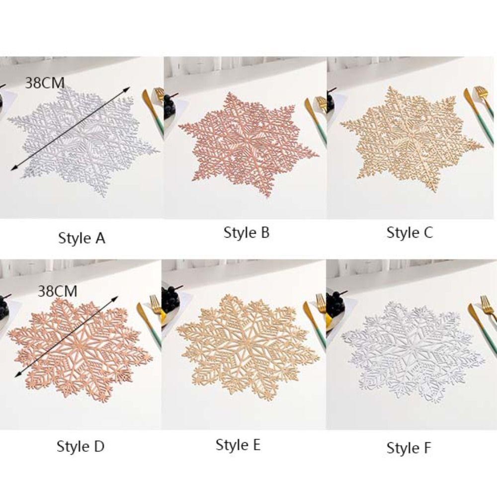 6pcs Hollow Table Mat Heat Resistant Insulation Pad Table Decoration Snowflake Placemat Restaurant