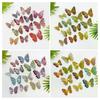 6 Pcs 3D Butterfly Wall Stickers Double-Layer Wing Butterfly Wall Art Glitter Sequined Removable Hollow Mural Decals for Birthday Cake Decoration