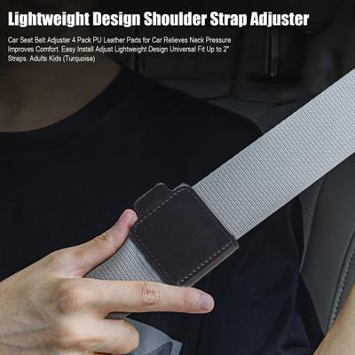 2Pcs Car Seat Belt Adjuster Lightweight Faux Leather Pain Relief Kids Adults Universal Auto Safety Belt Shoulder Pad Adjuster Clip