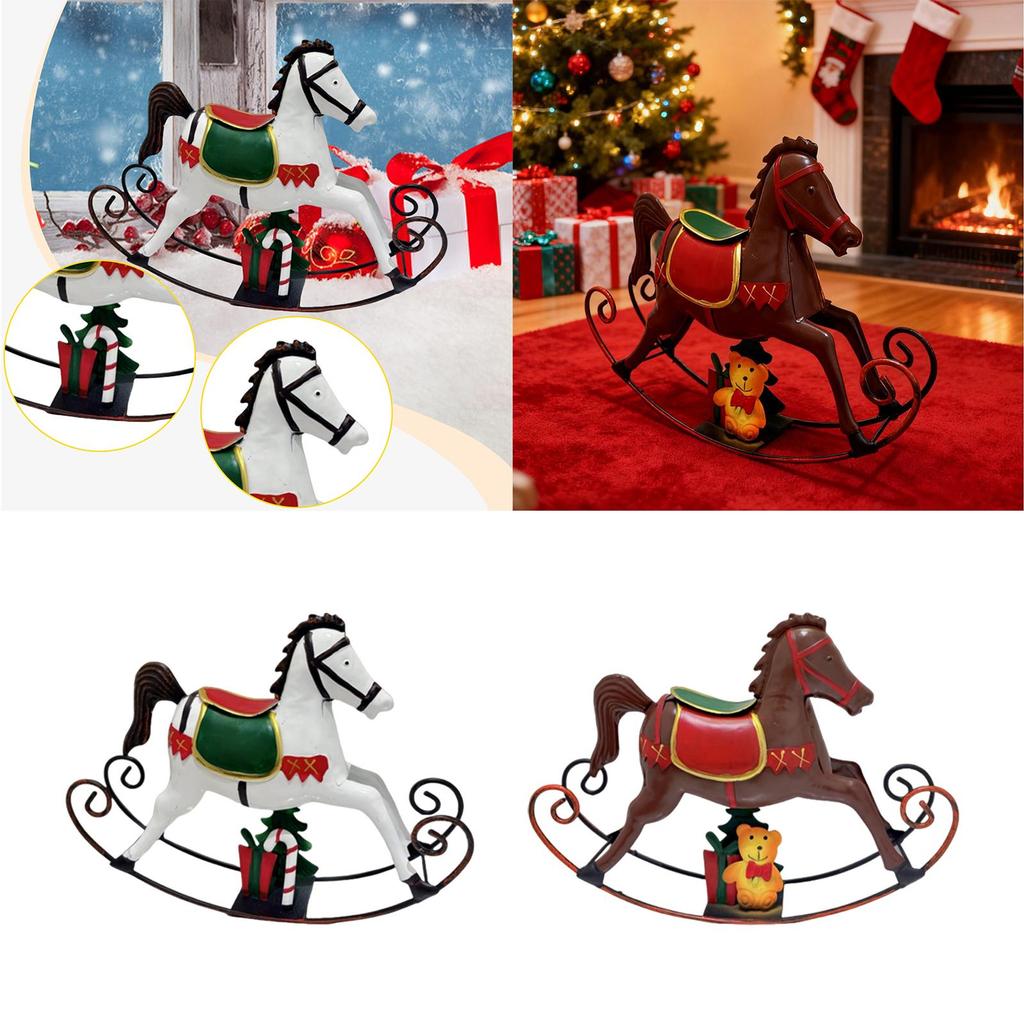 Christmas Horse Statue Animal Figurine Birthday Gift Collectible Metal Crafts