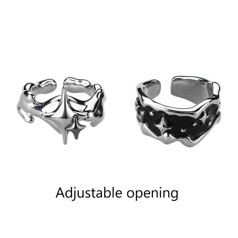Simple Irregular Open Ring Punk Finger Bands Ring Adjustable Star Knuckle Ring Fashion Statement Jewelry Holiday Gift