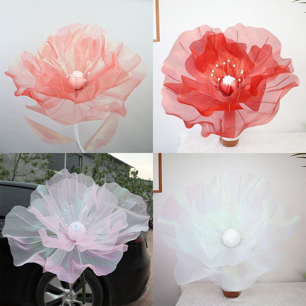 50cm Big Artificial Flower Hollow Design Silk Mesh Flower Gauze Poppy Flower  Window Display