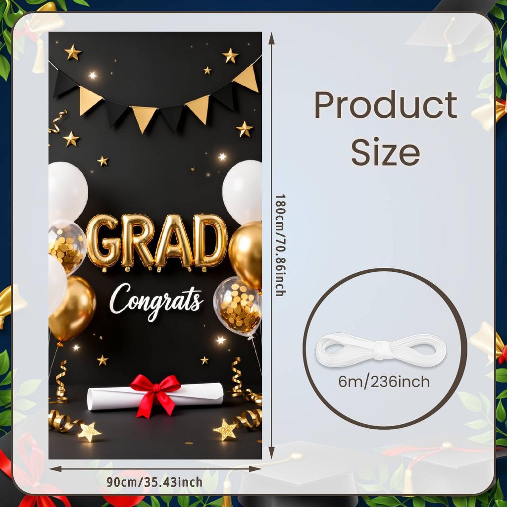 Grad Party Banner Golden Star Ornament Congrats Grad Banner Graduation Banner Graduation Themed Graduation Display