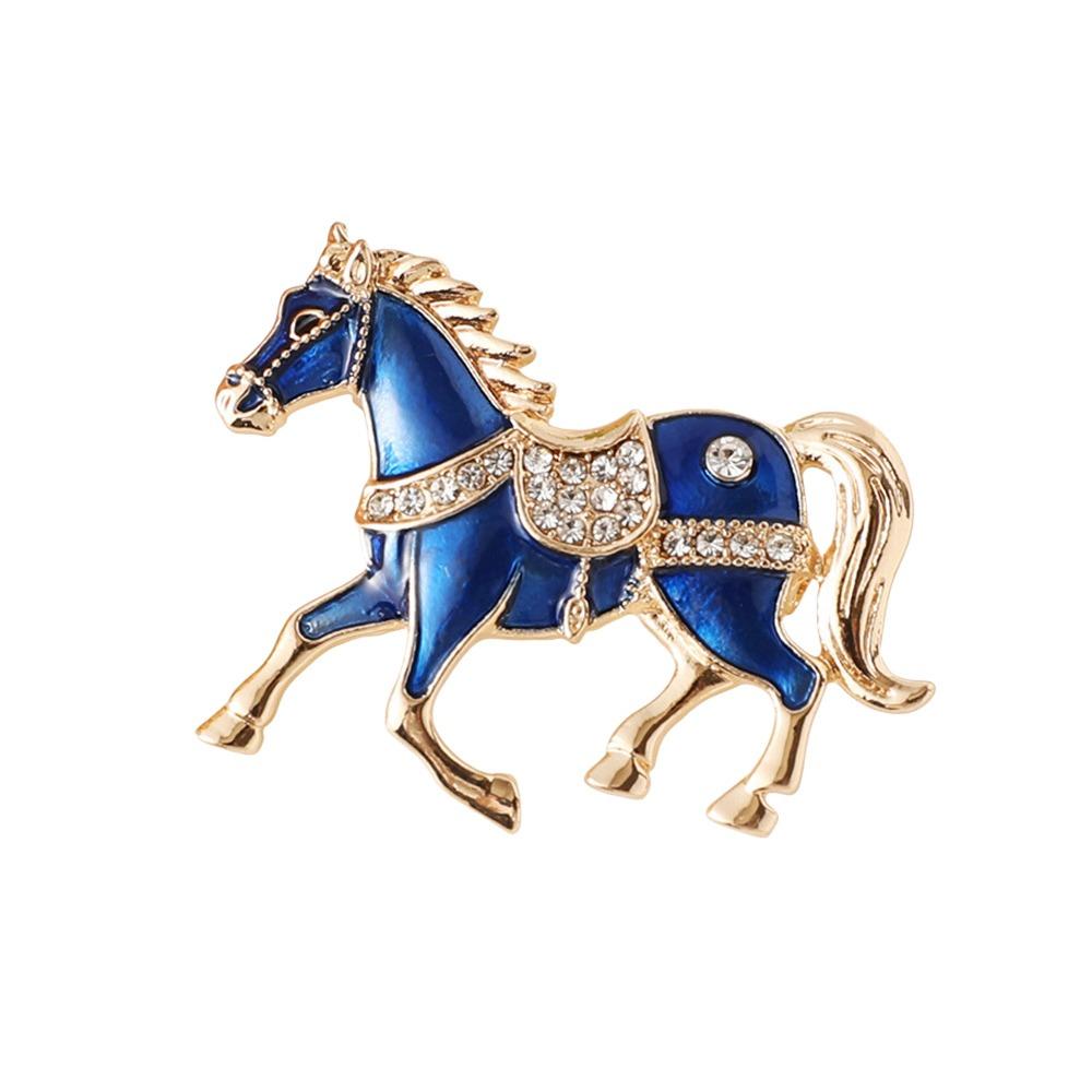Vintage Running Horse Brooch Red/Blue/Gold/Silver Traditional Zodiac Animal Badge Tang Dynasty Enamel Animal Lapel Pin