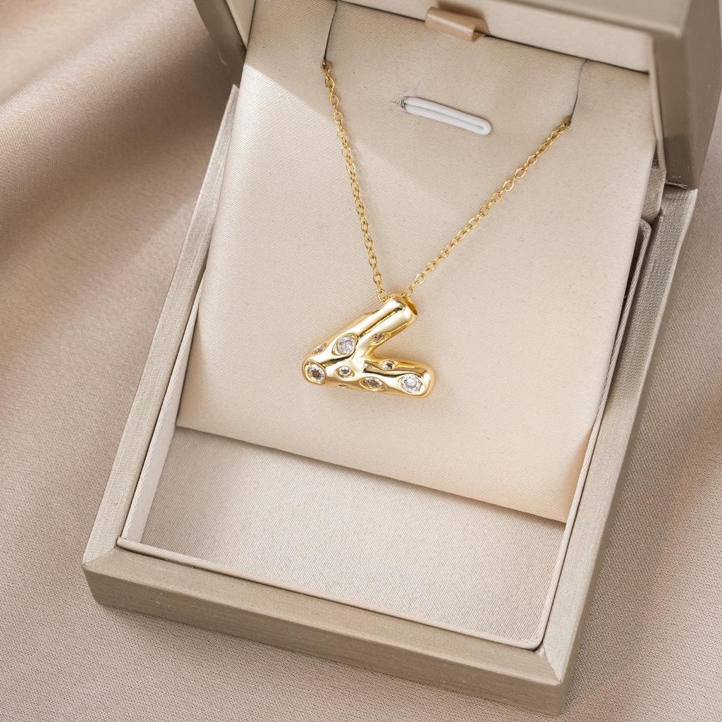 Women's Colorful English Alphabet Necklace - Simple & Trendy Design in Titanium Steel