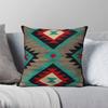 Federa per Cuscino Quadrata Navajo Turchese Rosso Grigio Poliestere Lino Velluto Fantasia Zip Decorativa Federa per Cuscino da Lancio Custodia per Cuscino da Casa