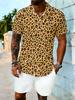 [Print Design – Not Texture] Men'S Short Sleeve Shirt, Men'S Leopard Print Short Sleeve Shirt, Summer Western Style Lapel Casual Shirt, Trendy