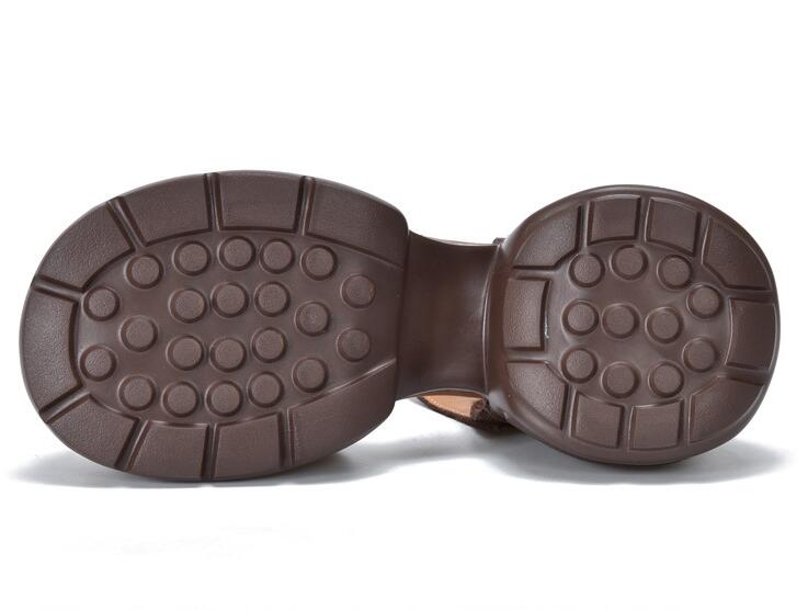 Fashion GKTINOO Retro Mixed Colors Thick Soled Sandals 2025 Summer New Genuine Leather Thick Heeled Women's Roman Shoes