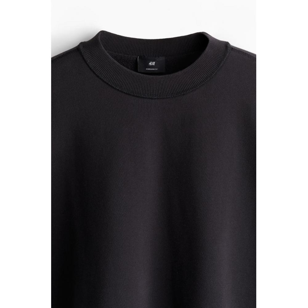 H M Cotton sweatsHirt Oversized Fit Black