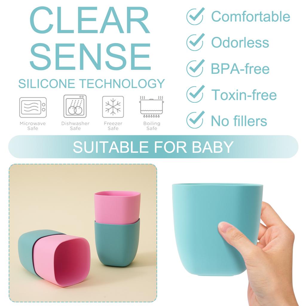 Color Kids 1 Stück Silikon Babybecher Tragbare Fütterungs-Wasserflasche Trainings-Snackbecher Reine Farbe BPA-frei Lern-Kleinkindbecher