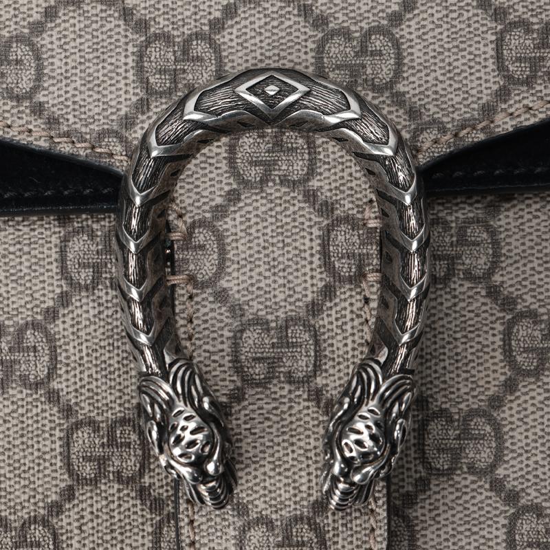 Gucci Geantă Poștașă Pânză Patchwork Piele cu Cataramă Cap de Tigru Dionysus și Logo Floare Îmbătrânită Femei Maro