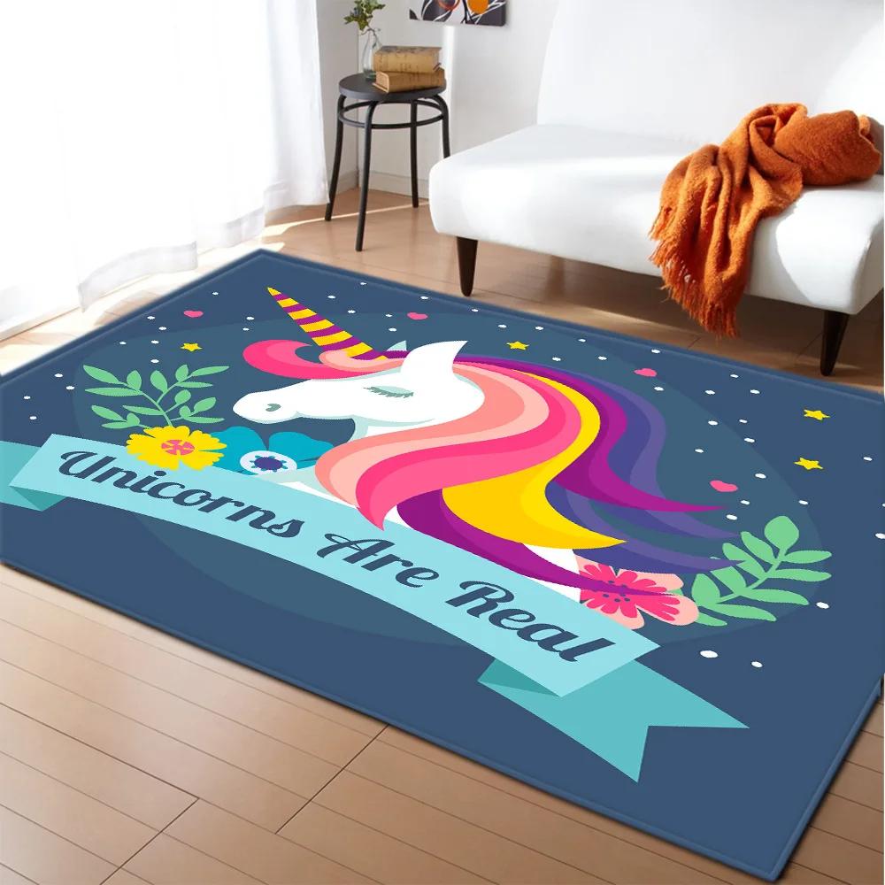 

Kids Cartoon Unicorn Carpet Fantasy Animal Crawling Mat Doormat Living Room Area Rug Rainbow Shiny Girls Bedroom Soft Floor Mats 40x60cm