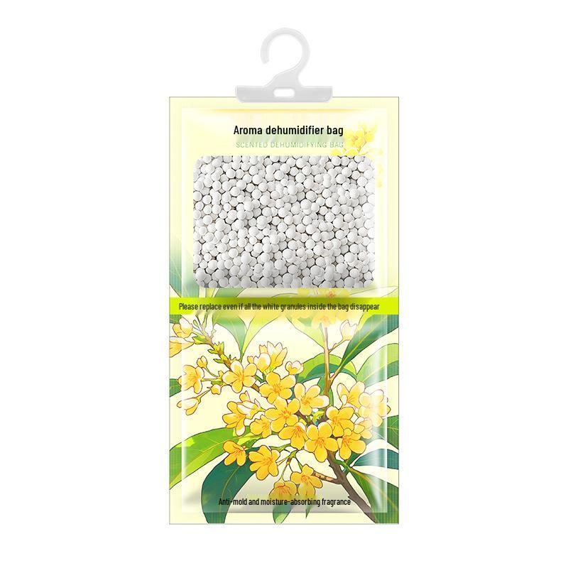 Floral Scent Hanging Dehumidifier Bag: Moisture & Odor Absorption, Mildew Protection for Wardrobes & Damp Spaces.