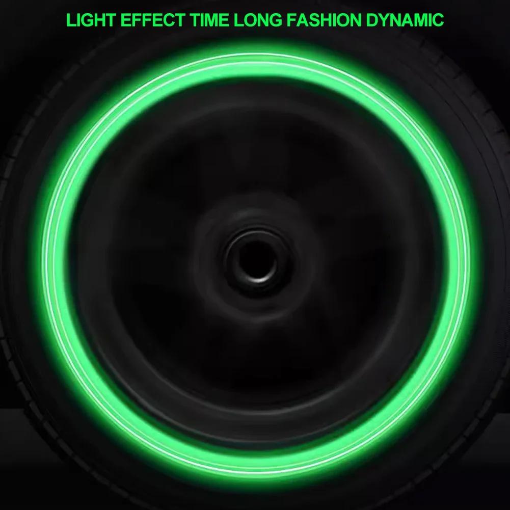4Pcs Luminous Car Tire Valve Cap Fluorescent Night Glowing Decor Motorcycle Bike Wheel Nozzle Dustproof Tyre Valve Stem Caps