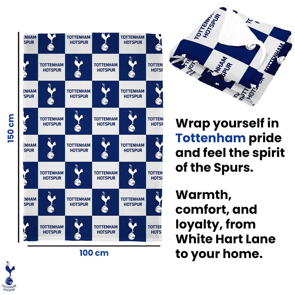 Tottenham Hotspur FC Polyester Checkered Fleece Blanket