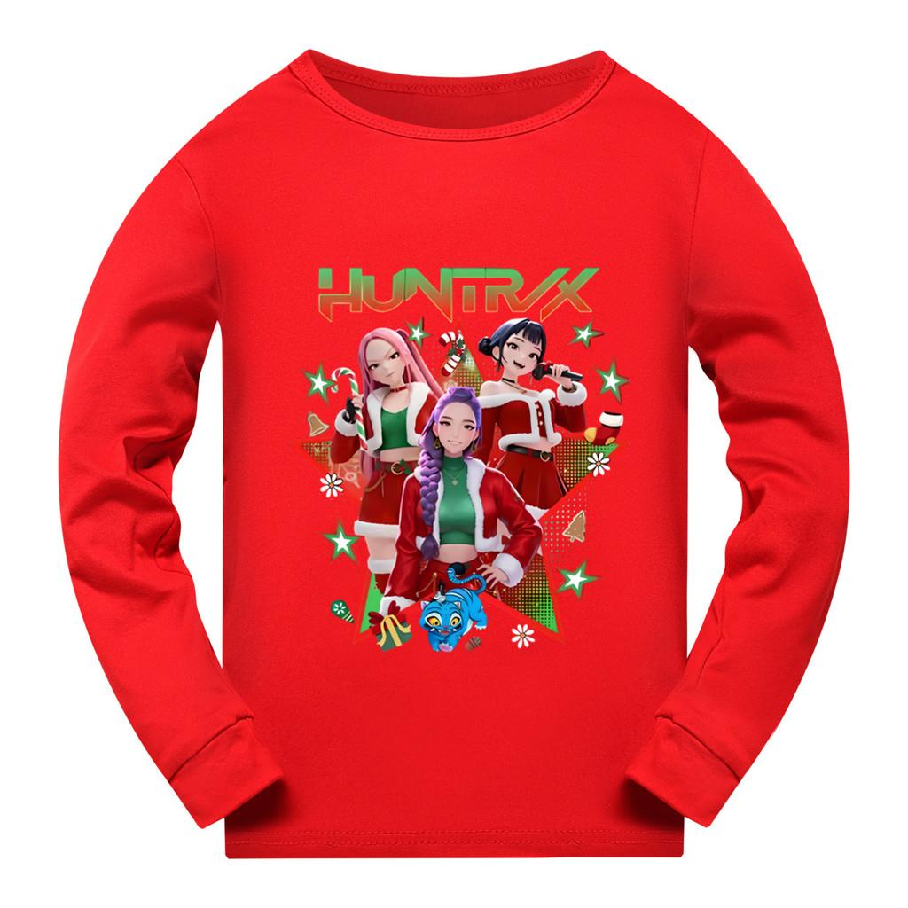 5182 Kids Girls Christmas New Year Rumi Zoey Mira Super Star Print Long Sleeves T-Shirt