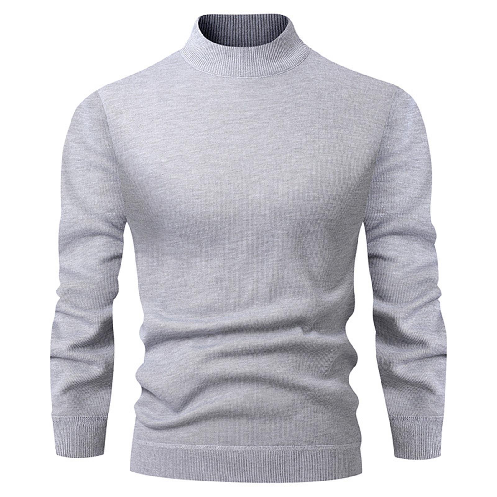 

Men s Half Turtleneck Slim Fit Pullover Plus Velvet Long Sleeve Solid Color Sweater Men s Warm Knitted Sweater M