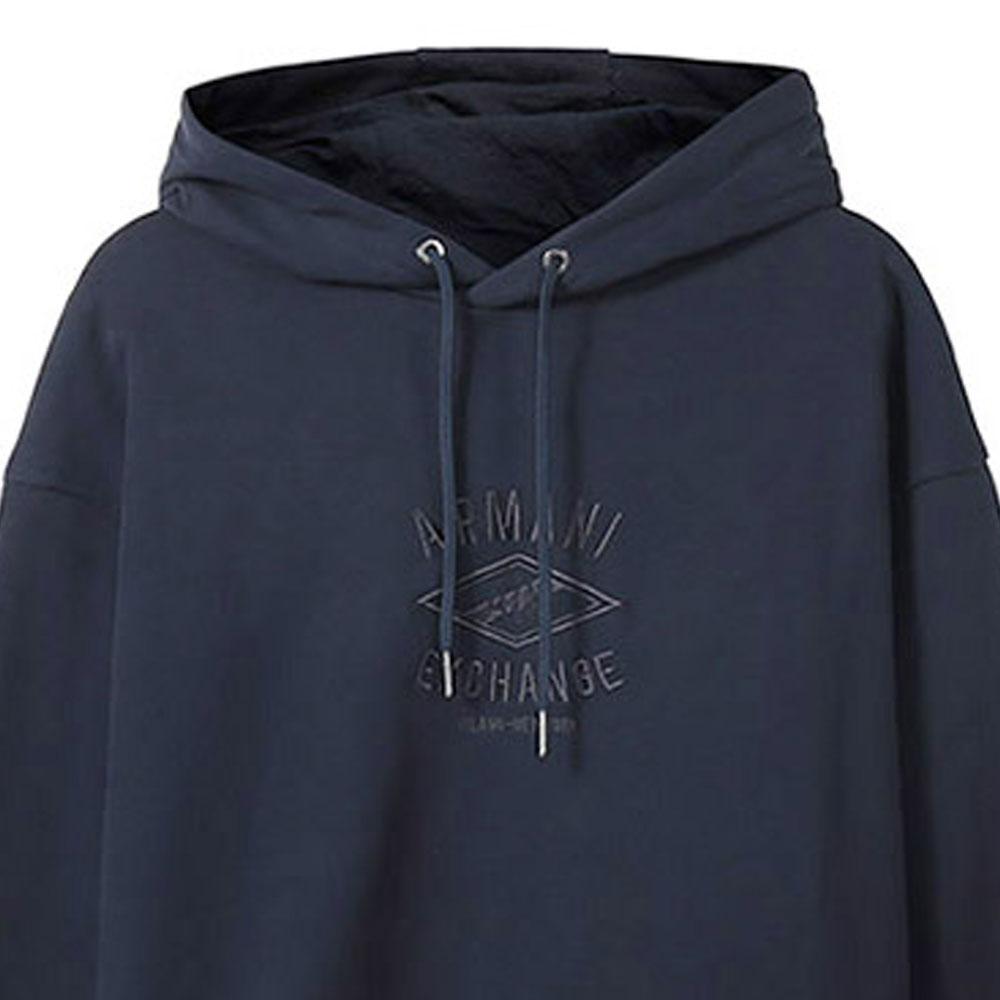 Armani Exchange Solid Color Logo Embroidered Hooded Sports Sweatshirt Men sweatshirt Deep-Navy-Blue 6LZMLD-ZJNBZ-1583