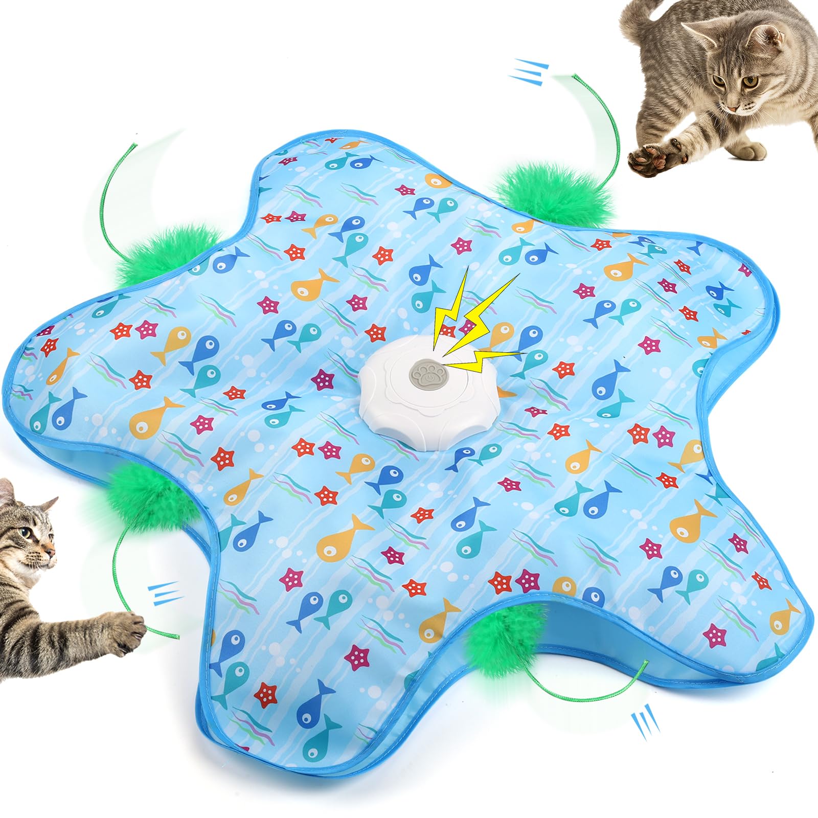

Cat Toys Interactive Hide and Seek Cat Toy with Mouse Squeaky Motion Activated Moving Concealed Feathers Kitten Teaser Toy